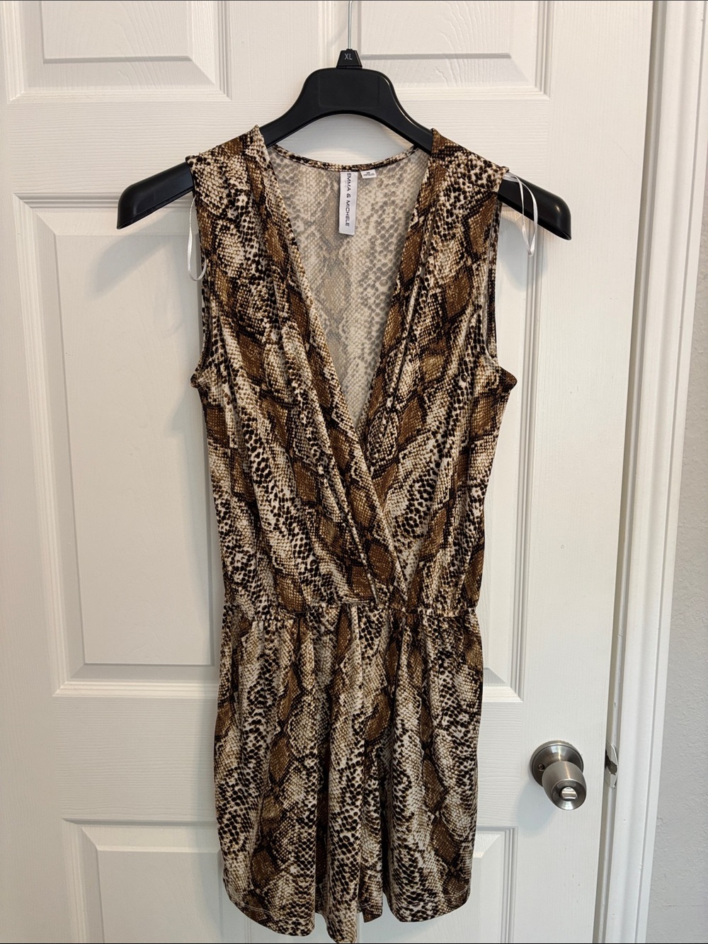 Emma & Michele Brown and Cream Snake Print Romper w111